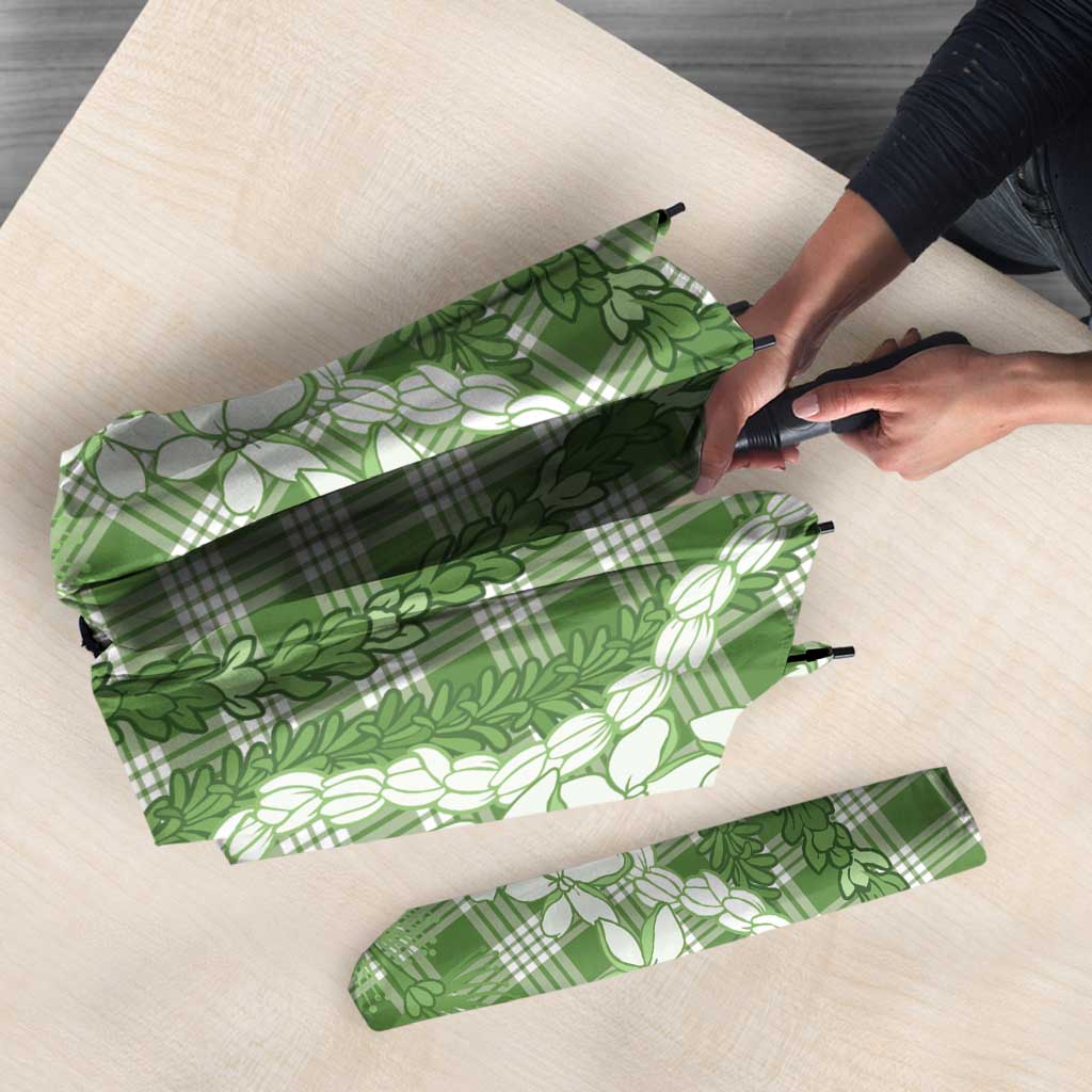 Hawaiian Ohia Lehua Lei Umbrella Plaid Palaka Omaomao Pattern - Polynesian Pride