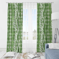 Hawaiian Ohia Lehua Lei Window Curtain Plaid Palaka Omaomao Pattern - Polynesian Pride