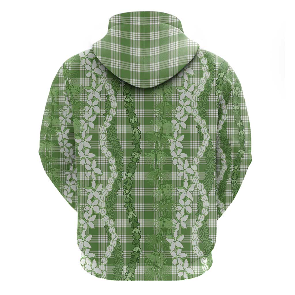 Hawaiian Ohia Lehua Lei Zip Hoodie Plaid Palaka Omaomao Pattern - Polynesian Pride