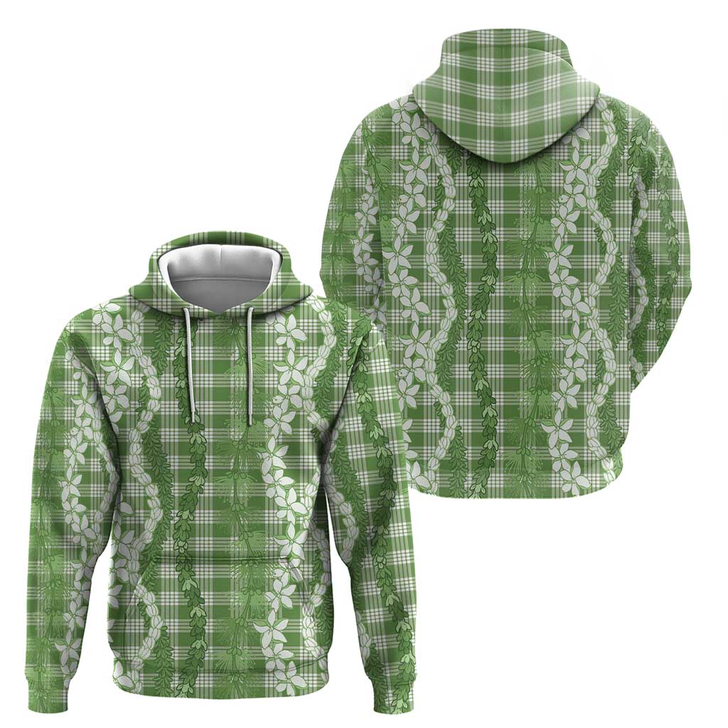 Hawaiian Ohia Lehua Lei Zip Hoodie Plaid Palaka Omaomao Pattern - Polynesian Pride
