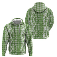 Hawaiian Ohia Lehua Lei Zip Hoodie Plaid Palaka Omaomao Pattern - Polynesian Pride