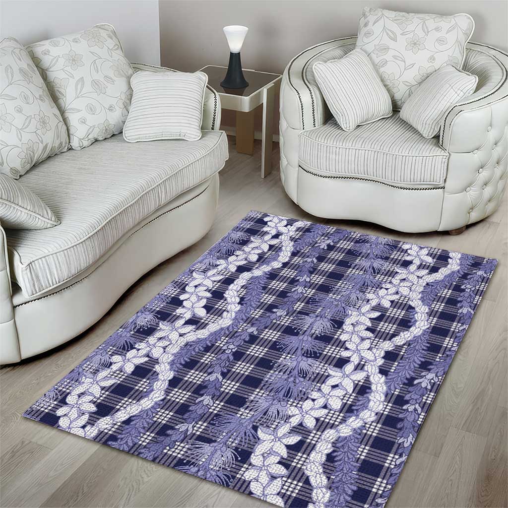 Hawaiian Ohia Lehua Lei Area Rug Plaid Palaka Uliuli hohonu Pattern - Polynesian Pride