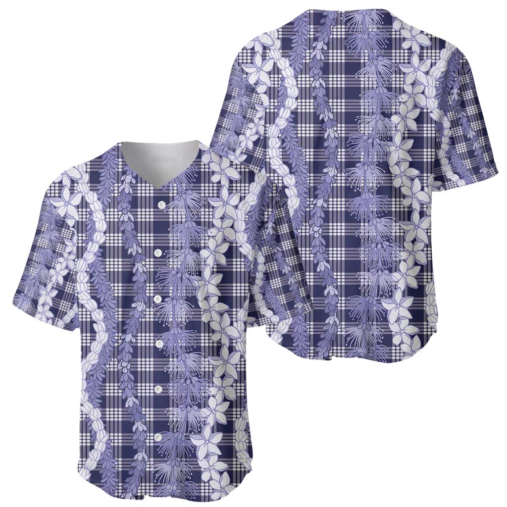 Hawaiian Ohia Lehua Lei Baseball Jersey Plaid Palaka Uliuli hohonu Pattern - Polynesian Pride
