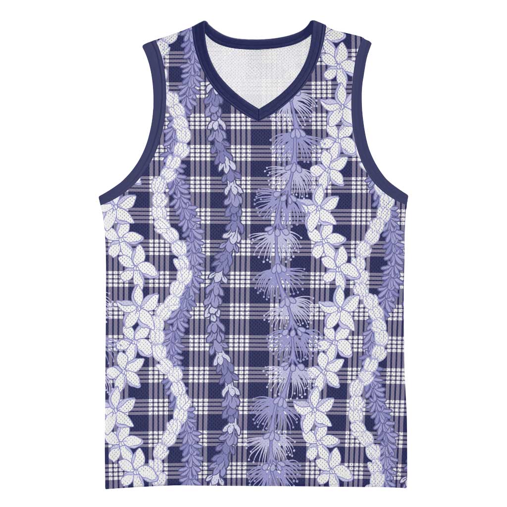 Hawaiian Ohia Lehua Lei Basketball Jersey Plaid Palaka Uliuli hohonu Pattern - Polynesian Pride
