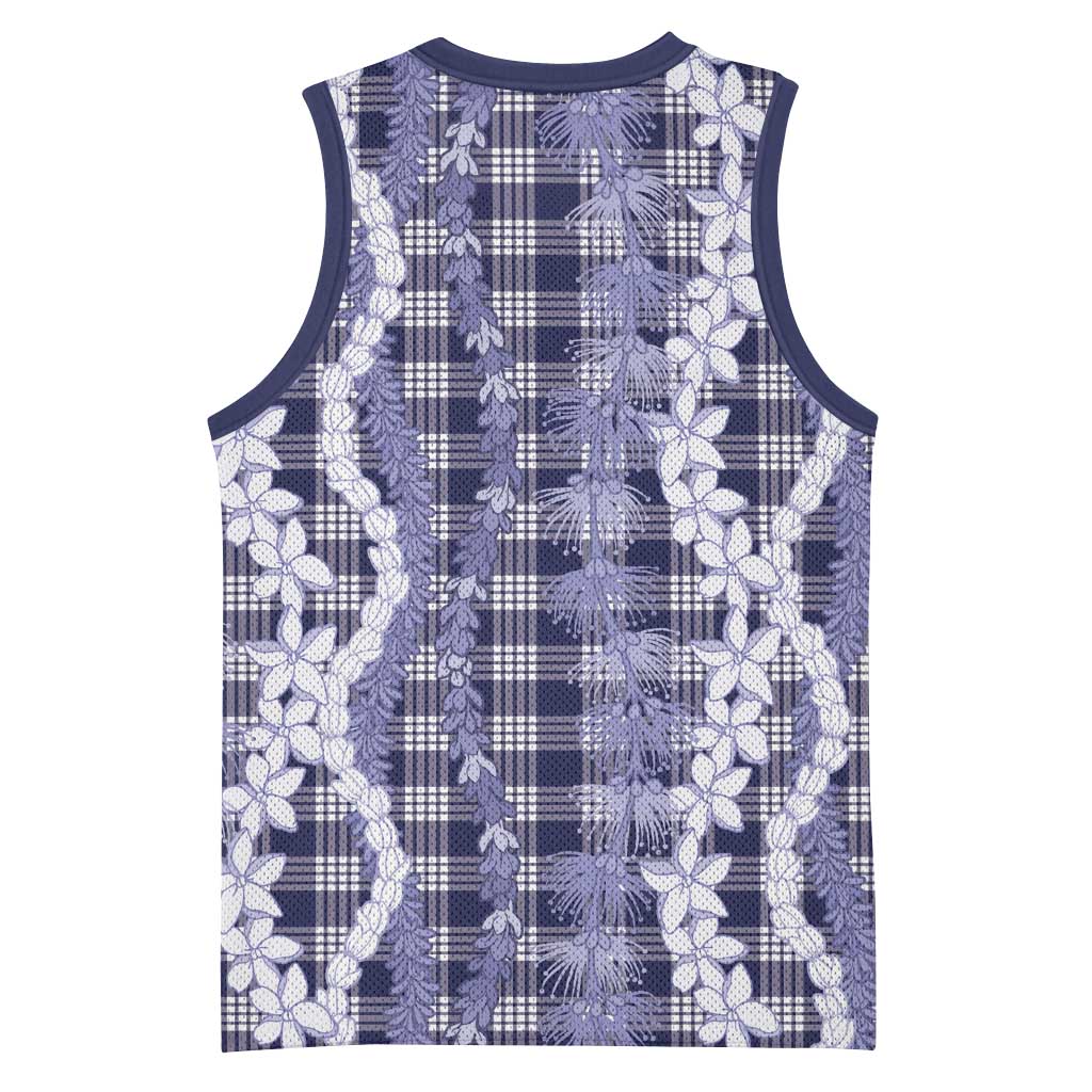 Hawaiian Ohia Lehua Lei Basketball Jersey Plaid Palaka Uliuli hohonu Pattern - Polynesian Pride