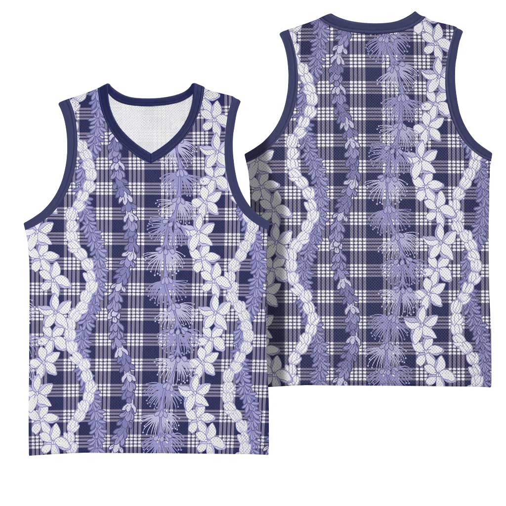 Hawaiian Ohia Lehua Lei Basketball Jersey Plaid Palaka Uliuli hohonu Pattern - Polynesian Pride