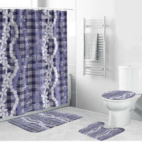 Hawaiian Ohia Lehua Lei Bathroom Set Plaid Palaka Uliuli hohonu Pattern - Polynesian Pride