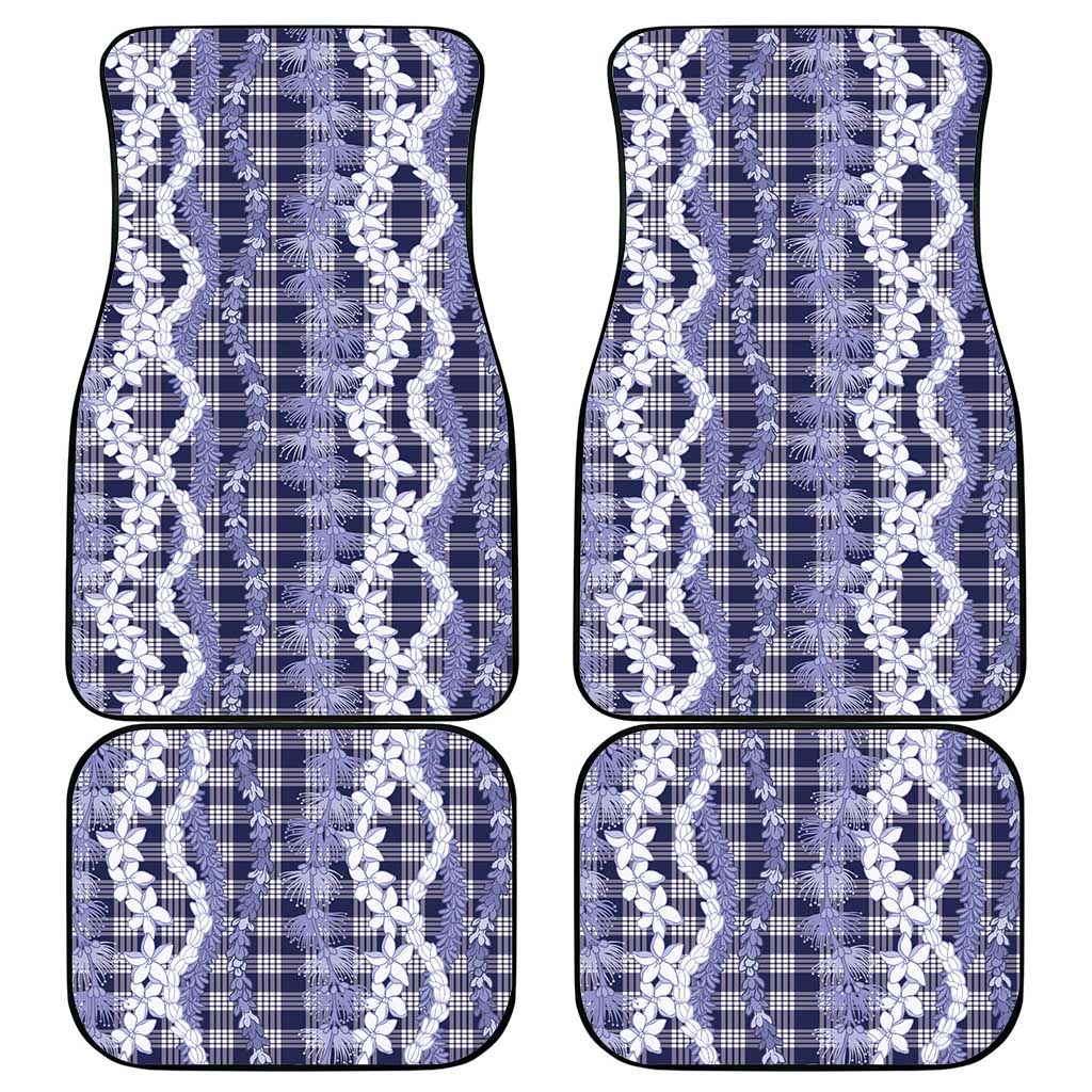 Hawaiian Ohia Lehua Lei Car Mats Plaid Palaka Uliuli hohonu Pattern - Polynesian Pride