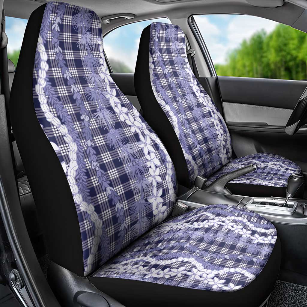 Hawaiian Ohia Lehua Lei Car Seat Cover Plaid Palaka Uliuli hohonu Pattern - Polynesian Pride
