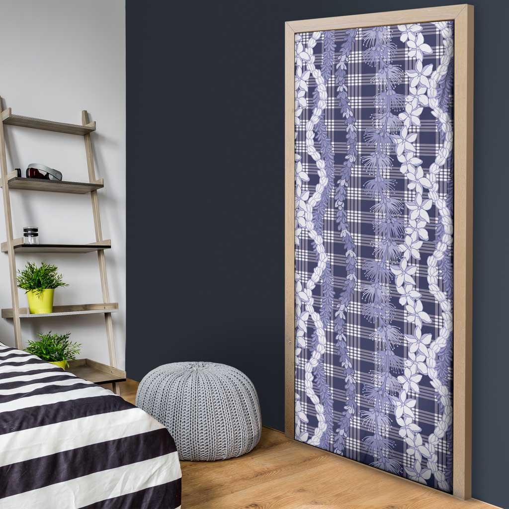 Hawaiian Ohia Lehua Lei Door Cover Plaid Palaka Uliuli hohonu Pattern - Polynesian Pride