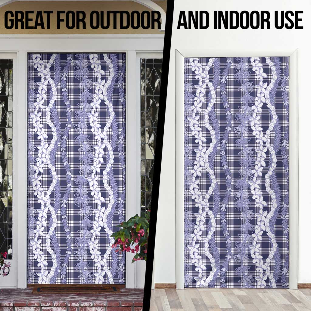 Hawaiian Ohia Lehua Lei Door Cover Plaid Palaka Uliuli hohonu Pattern - Polynesian Pride