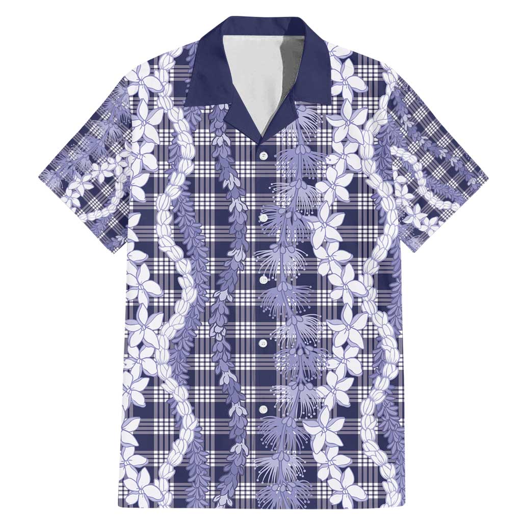 Hawaiian Ohia Lehua Lei Family Matching Mermaid Dress and Hawaiian Shirt Plaid Palaka Uliuli hohonu Pattern - Polynesian Pride