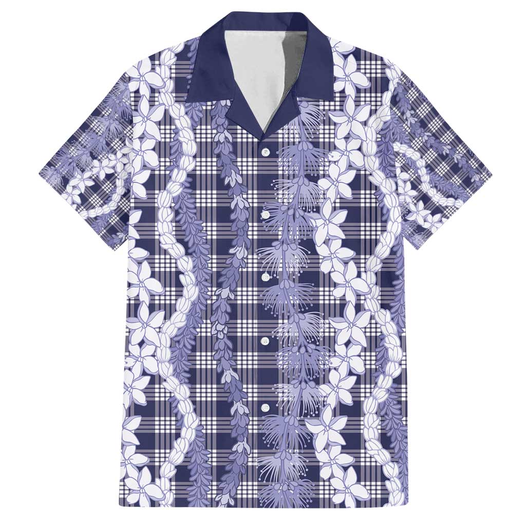 Hawaiian Ohia Lehua Lei Family Matching Puletasi and Hawaiian Shirt Plaid Palaka Uliuli hohonu Pattern - Polynesian Pride