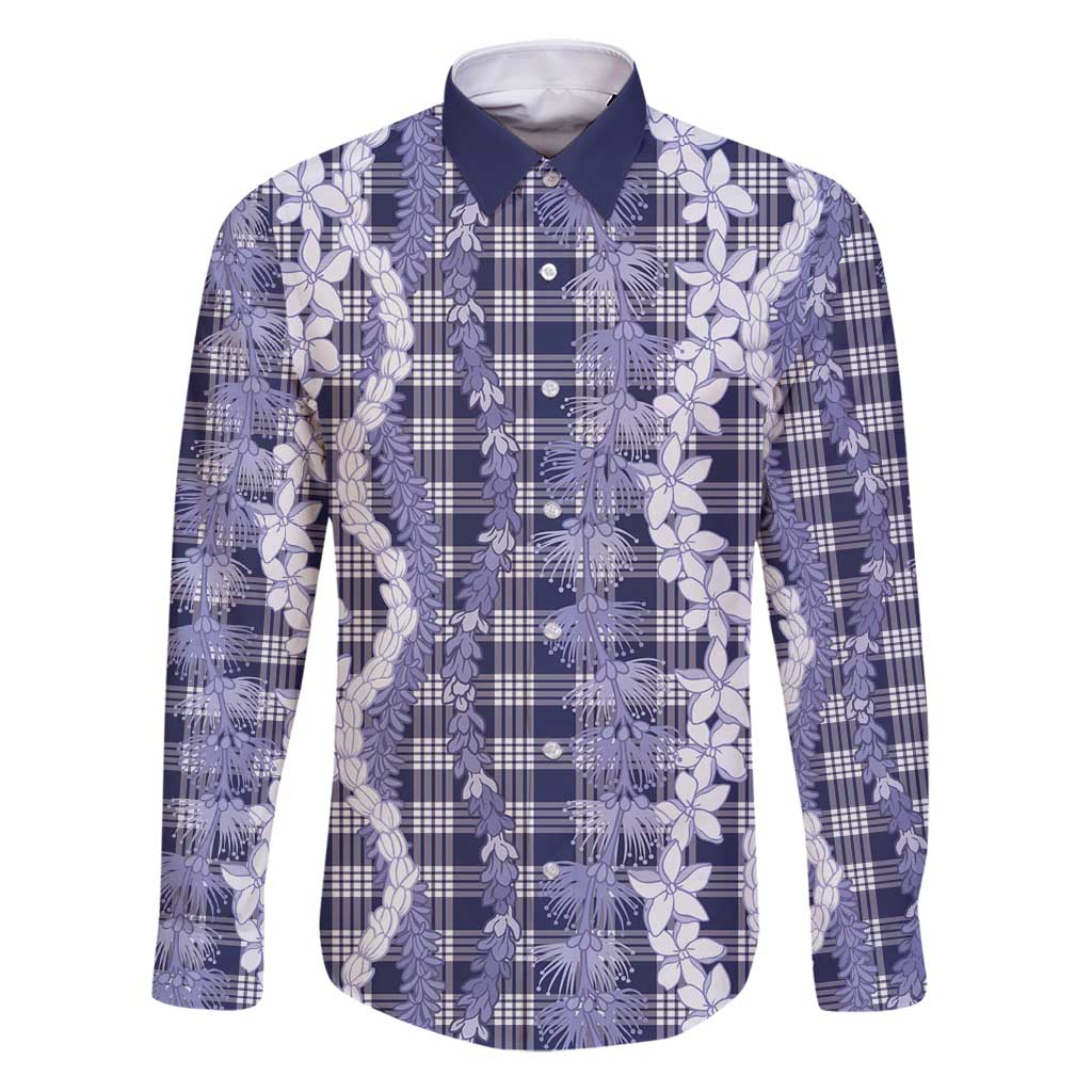 Hawaiian Ohia Lehua Lei Family Matching Puletasi and Hawaiian Shirt Plaid Palaka Uliuli hohonu Pattern - Polynesian Pride