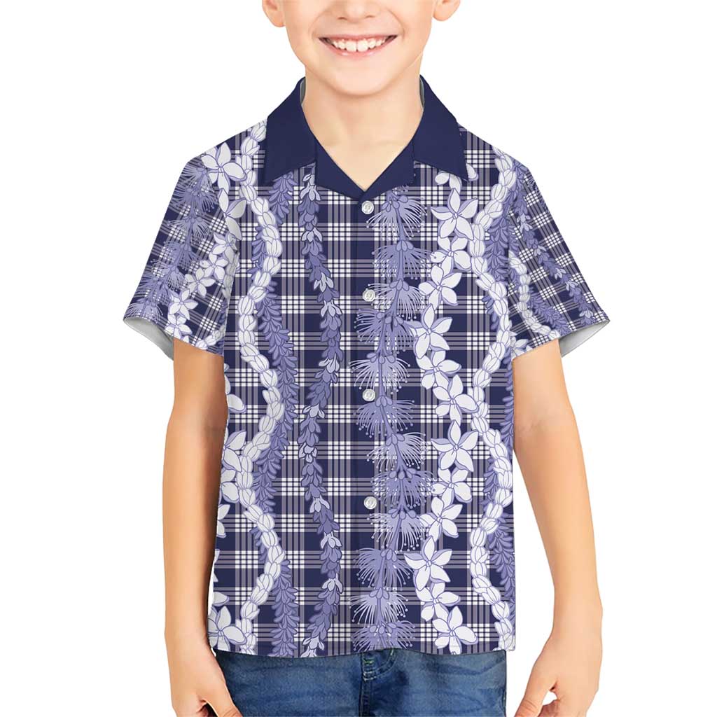 Hawaiian Ohia Lehua Lei Family Matching Short Sleeve Bodycon Dress and Hawaiian Shirt Plaid Palaka Uliuli hohonu Pattern - Polynesian Pride