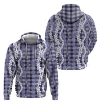 Hawaiian Ohia Lehua Lei Hoodie Plaid Palaka Uliuli hohonu Pattern - Polynesian Pride