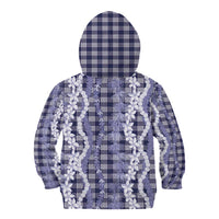 Hawaiian Ohia Lehua Lei Kid Hoodie Plaid Palaka Uliuli hohonu Pattern - Polynesian Pride