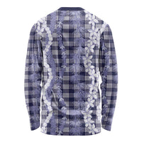 Hawaiian Ohia Lehua Lei Long Sleeve Shirt Plaid Palaka Uliuli hohonu Pattern - Polynesian Pride