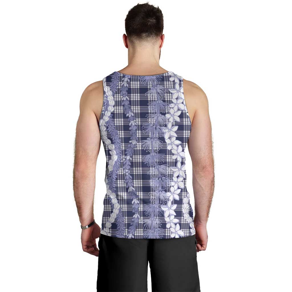 Hawaiian Ohia Lehua Lei Men Tank Top Plaid Palaka Uliuli hohonu Pattern - Polynesian Pride