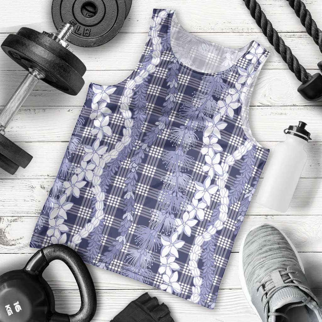 Hawaiian Ohia Lehua Lei Men Tank Top Plaid Palaka Uliuli hohonu Pattern - Polynesian Pride
