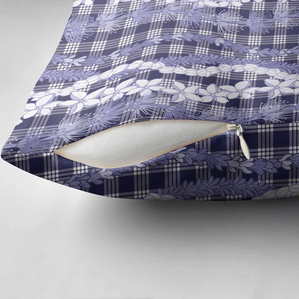 Hawaiian Ohia Lehua Lei Pillow Cover Plaid Palaka Uliuli hohonu Pattern - Polynesian Pride