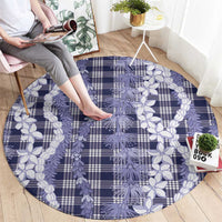 Hawaiian Ohia Lehua Lei Round Carpet Plaid Palaka Uliuli hohonu Pattern - Polynesian Pride