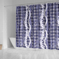 Hawaiian Ohia Lehua Lei Shower Curtain Plaid Palaka Uliuli hohonu Pattern - Polynesian Pride
