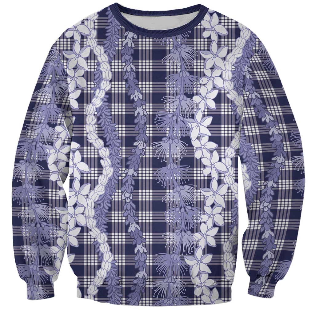 Hawaiian Ohia Lehua Lei Sweatshirt Plaid Palaka Uliuli hohonu Pattern - Polynesian Pride