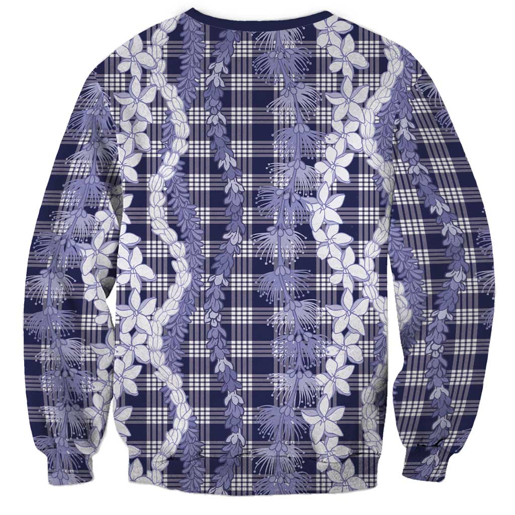 Hawaiian Ohia Lehua Lei Sweatshirt Plaid Palaka Uliuli hohonu Pattern - Polynesian Pride