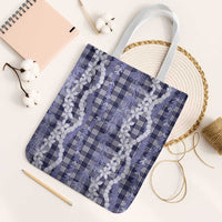 Hawaiian Ohia Lehua Lei Tote Bag Plaid Palaka Uliuli hohonu Pattern - Polynesian Pride