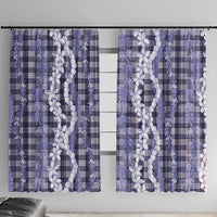 Hawaiian Ohia Lehua Lei Window Curtain Plaid Palaka Uliuli hohonu Pattern - Polynesian Pride
