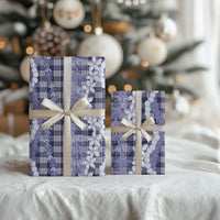 Hawaiian Ohia Lehua Lei Wrapping Paper Plaid Palaka Uliuli hohonu Pattern - Polynesian Pride