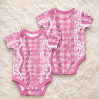 Hawaiian Ohia Lehua Lei Baby Onesie Plaid Palaka Akala Pattern