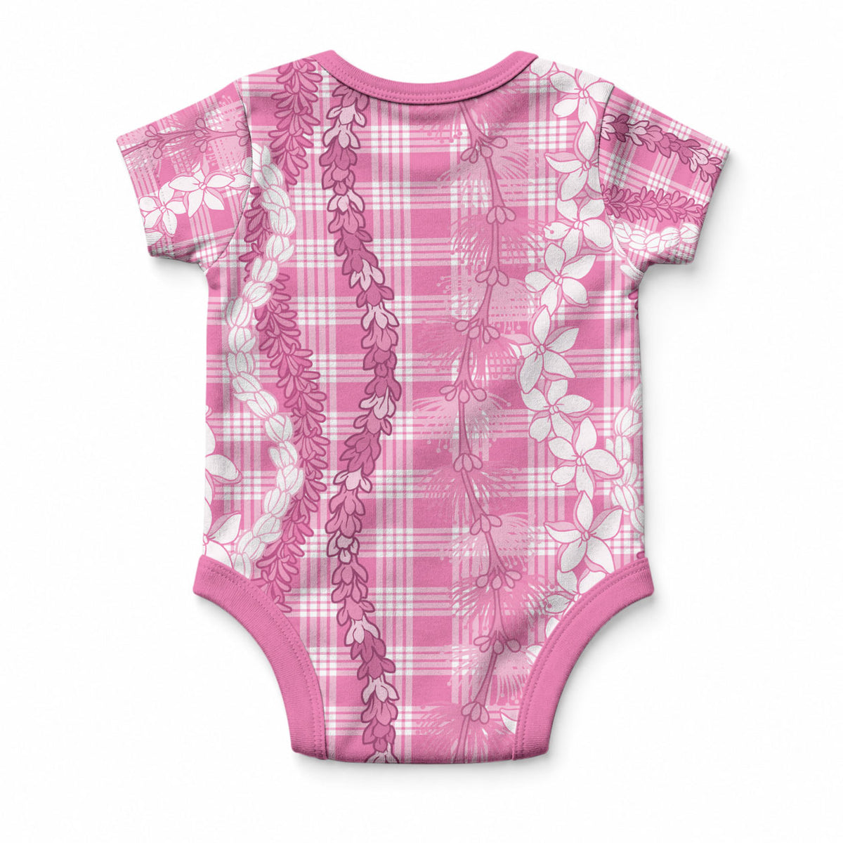 Hawaiian Ohia Lehua Lei Baby Onesie Plaid Palaka Akala Pattern