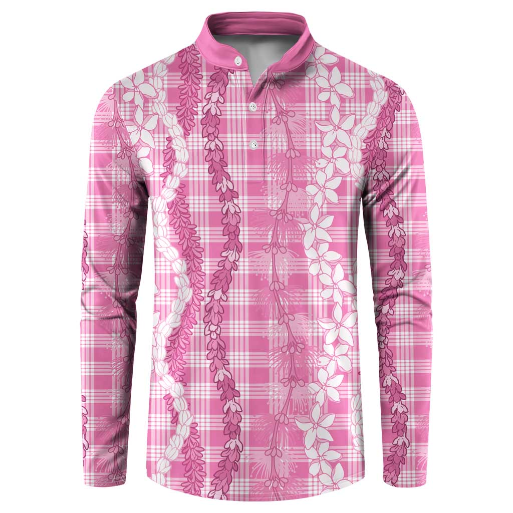 Hawaiian Ohia Lehua Lei Button Sweatshirt Plaid Palaka Akala Pattern - Polynesian Pride