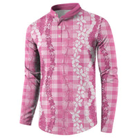 Hawaiian Ohia Lehua Lei Button Sweatshirt Plaid Palaka Akala Pattern - Polynesian Pride