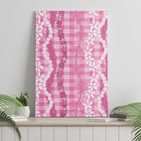 Hawaiian Ohia Lehua Lei Canvas Wall Art Plaid Palaka Akala Pattern - Polynesian Pride