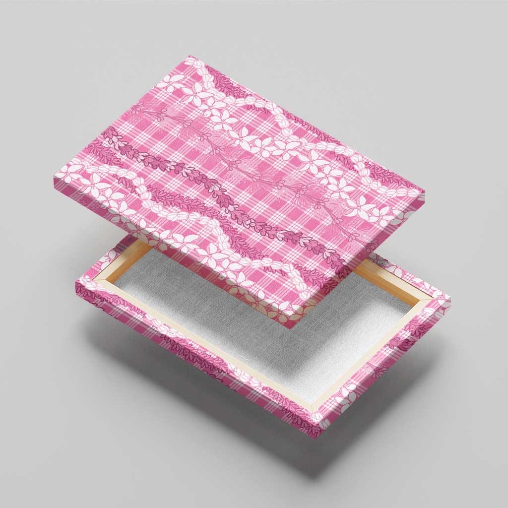 Hawaiian Ohia Lehua Lei Canvas Wall Art Plaid Palaka Akala Pattern - Polynesian Pride