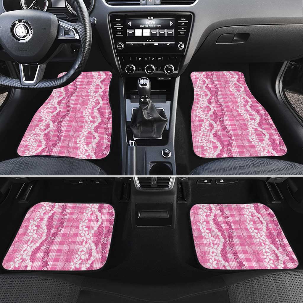 Hawaiian Ohia Lehua Lei Car Mats Plaid Palaka Akala Pattern - Polynesian Pride