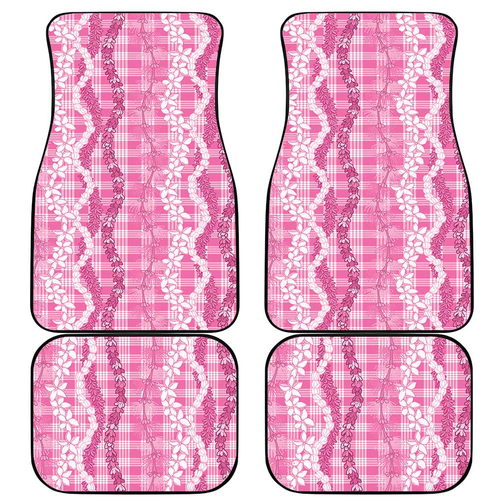 Hawaiian Ohia Lehua Lei Car Mats Plaid Palaka Akala Pattern - Polynesian Pride