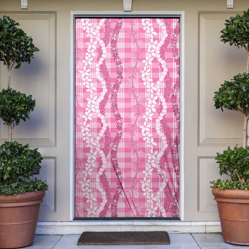 Hawaiian Ohia Lehua Lei Door Cover Plaid Palaka Akala Pattern - Polynesian Pride