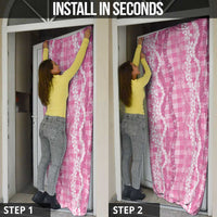 Hawaiian Ohia Lehua Lei Door Cover Plaid Palaka Akala Pattern - Polynesian Pride