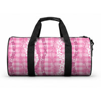 Hawaiian Ohia Lehua Lei Duffle Bag Plaid Palaka Akala Pattern