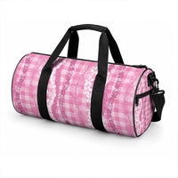 Hawaiian Ohia Lehua Lei Duffle Bag Plaid Palaka Akala Pattern