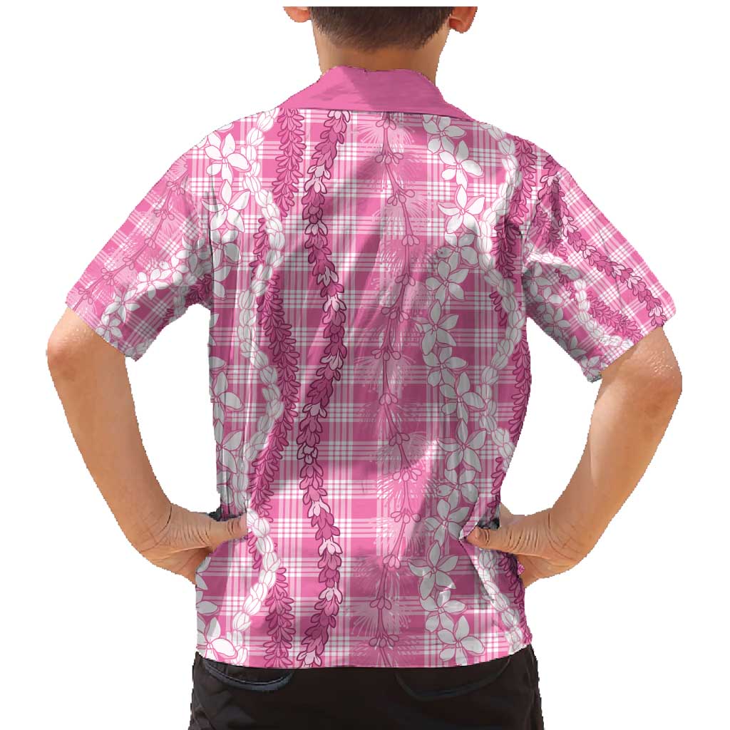 Hawaiian Ohia Lehua Lei Family Matching Mermaid Dress and Hawaiian Shirt Plaid Palaka Akala Pattern - Polynesian Pride