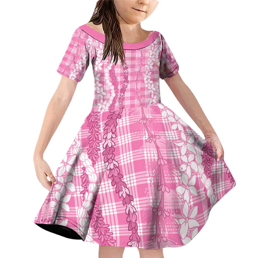 Hawaiian Ohia Lehua Lei Family Matching Off Shoulder Short Dress and Hawaiian Shirt Plaid Palaka Akala Pattern - Polynesian Pride