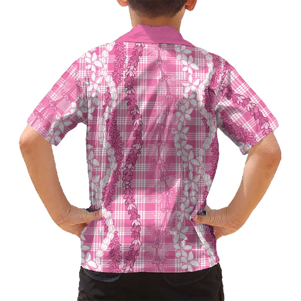 Hawaiian Ohia Lehua Lei Family Matching Puletasi and Hawaiian Shirt Plaid Palaka Akala Pattern LT9 - Polynesian Pride