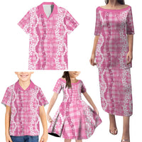 Hawaiian Ohia Lehua Lei Family Matching Puletasi and Hawaiian Shirt Plaid Palaka Akala Pattern LT9 - Polynesian Pride