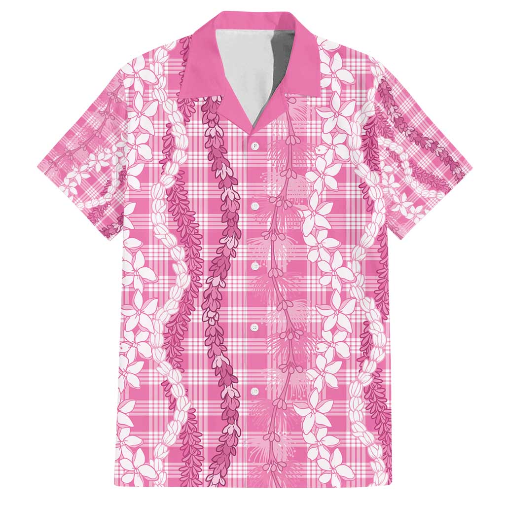 Hawaiian Ohia Lehua Lei Family Matching Tank Maxi Dress and Hawaiian Shirt Plaid Palaka Akala Pattern - Polynesian Pride