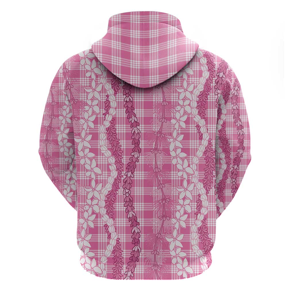 Hawaiian Ohia Lehua Lei Hoodie Plaid Palaka Akala Pattern - Polynesian Pride